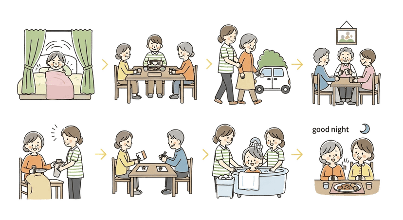 1日の流れイラスト